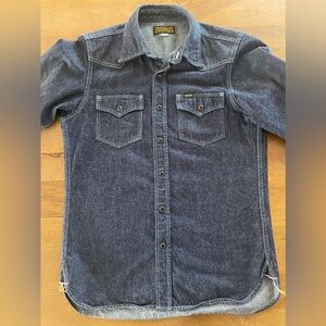 Iron Heart IHSH-350-IND - 10oz Selvedge Denim Western Shirt - Indigo